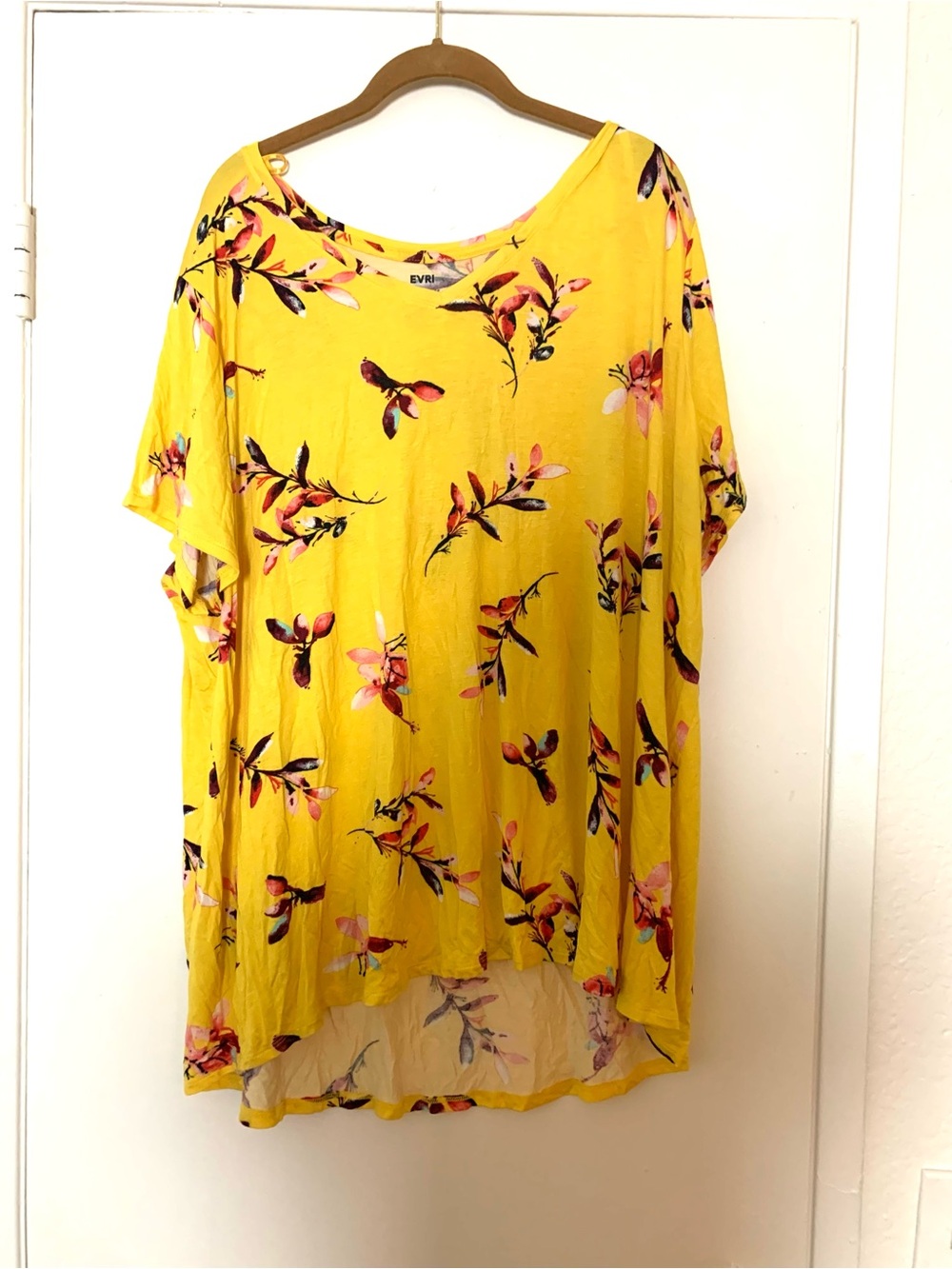EVRI Modern Tee Floral Boho Yellow Tunic Top